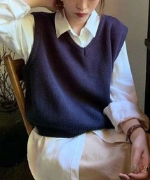 ルーズVネックニットベスト
