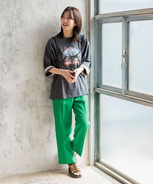 niko and...（ニコアンド）の「DRYリネンライクストレートパンツ（その他パンツ・レディース・グリーン/ピンク/ラベンダー/ブルー/ブラック/ライトベージュ・LARGE/MEDIUM）」の14枚目の写真