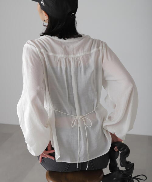 FREE'S MART（フリーズマート）の「◆Vネックシャーリングブラウス（シャツ/ブラウス・レディース・ホワイト/ピンク/ブラック・FREE）」の7枚目の写真