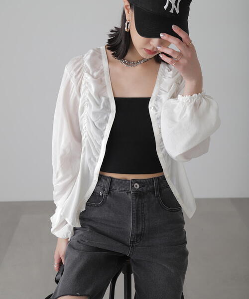 FREE'S MART（フリーズマート）の「◆Vネックシャーリングブラウス（シャツ/ブラウス・レディース・ホワイト/ピンク/ブラック・FREE）」の17枚目の写真