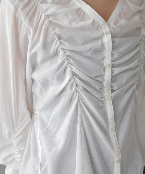 FREE'S MART（フリーズマート）の「◆Vネックシャーリングブラウス（シャツ/ブラウス・レディース・ホワイト/ピンク/ブラック・FREE）」の21枚目の写真