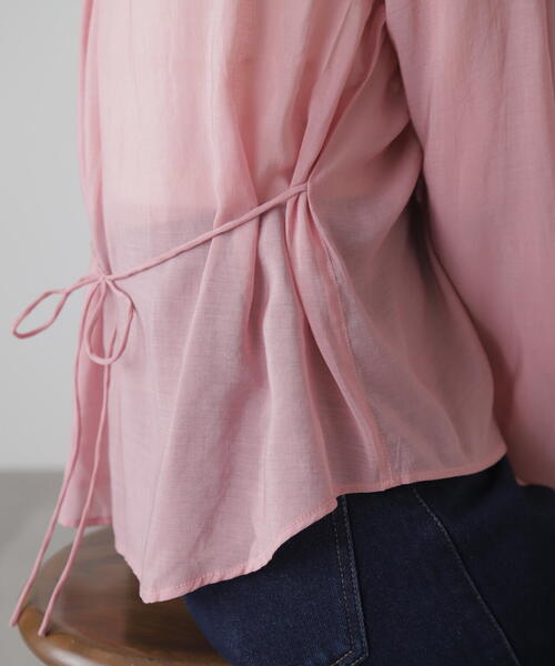 FREE'S MART（フリーズマート）の「◆Vネックシャーリングブラウス（シャツ/ブラウス・レディース・ホワイト/ピンク/ブラック・FREE）」の5枚目の写真