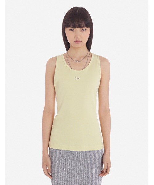 【2025年新作】ベイビーフォックスタンクトップ　ブラックxs Maison Kitsune（メゾンキツネ）の「BABY FOX PATCH RIBBED TANK