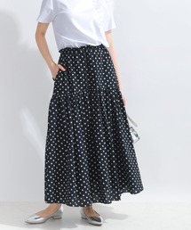 ドロスト切り替えコットンロングスカート