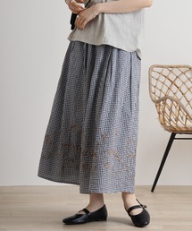 EMAGO 北欧花刺繍スカート