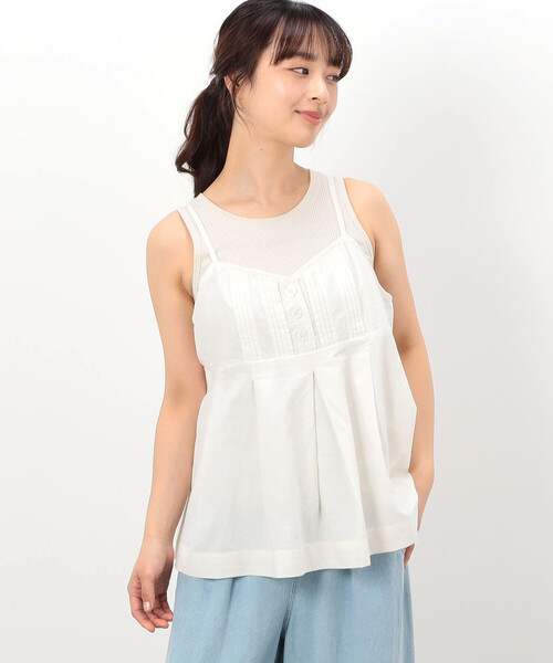 ONIGIRI（オニギリ）の「コットンリネン ビスチェ ブラウス / セットアップ対応（Tシャツ/カットソー・レディース・チャコール/アイボリー/カーキ・FREE）」の2枚目の写真