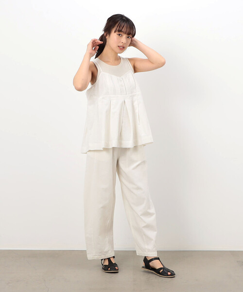 ONIGIRI（オニギリ）の「コットンリネン ビスチェ ブラウス / セットアップ対応（Tシャツ/カットソー・レディース・チャコール/アイボリー/カーキ・FREE）」の5枚目の写真