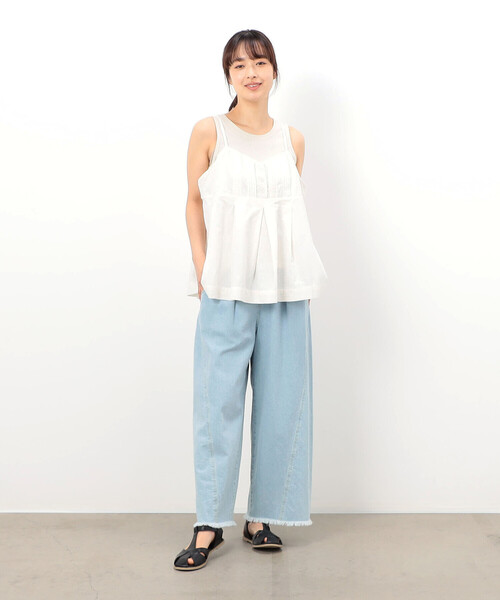 ONIGIRI（オニギリ）の「コットンリネン ビスチェ ブラウス / セットアップ対応（Tシャツ/カットソー・レディース・チャコール/アイボリー/カーキ・FREE）」の6枚目の写真