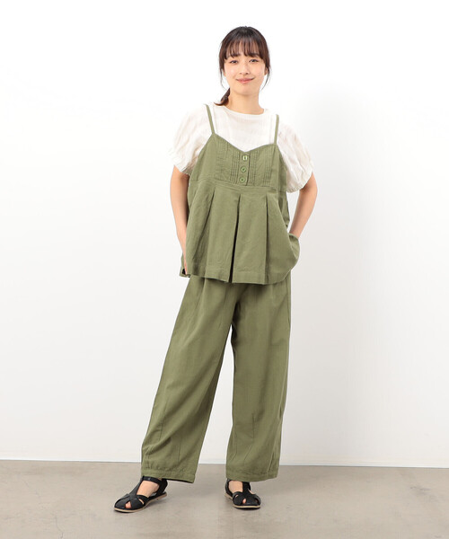 ONIGIRI（オニギリ）の「コットンリネン ビスチェ ブラウス / セットアップ対応（Tシャツ/カットソー・レディース・チャコール/アイボリー/カーキ・FREE）」の10枚目の写真