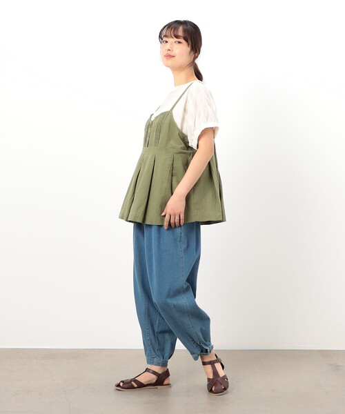 ONIGIRI（オニギリ）の「コットンリネン ビスチェ ブラウス / セットアップ対応（Tシャツ/カットソー・レディース・チャコール/アイボリー/カーキ・FREE）」の11枚目の写真