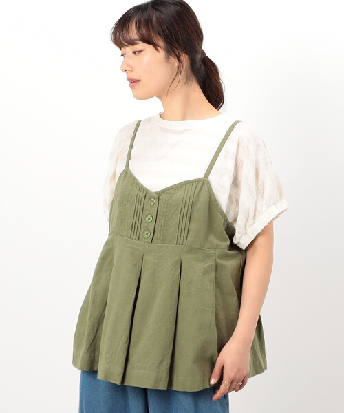 ONIGIRI（オニギリ）の「コットンリネン ビスチェ ブラウス / セットアップ対応（Tシャツ/カットソー・レディース・チャコール/アイボリー/カーキ・FREE）」の12枚目の写真