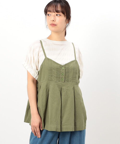 ONIGIRI（オニギリ）の「コットンリネン ビスチェ ブラウス / セットアップ対応（Tシャツ/カットソー・レディース・チャコール/アイボリー/カーキ・FREE）」の13枚目の写真