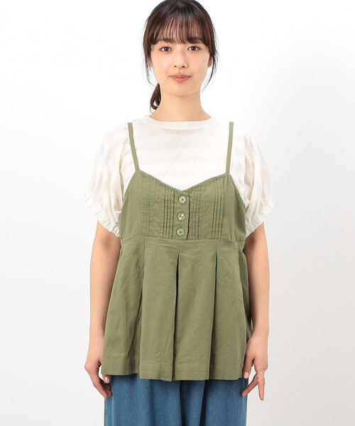 ONIGIRI（オニギリ）の「コットンリネン ビスチェ ブラウス / セットアップ対応（Tシャツ/カットソー・レディース・チャコール/アイボリー/カーキ・FREE）」の14枚目の写真