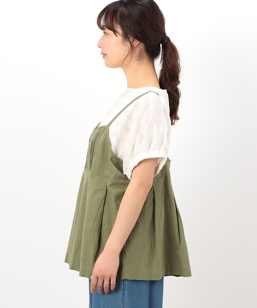 ONIGIRI（オニギリ）の「コットンリネン ビスチェ ブラウス / セットアップ対応（Tシャツ/カットソー・レディース・チャコール/アイボリー/カーキ・FREE）」の15枚目の写真