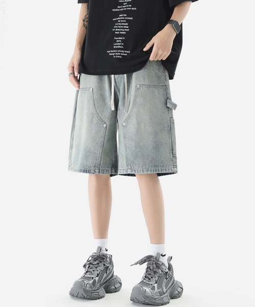 HOOK(フック)の「HOOK -select- ウォッシュデニムハーフパンツ (SS)(デニムパンツ・メンズ・ブルー・M/L/XL)」の2枚目の写真