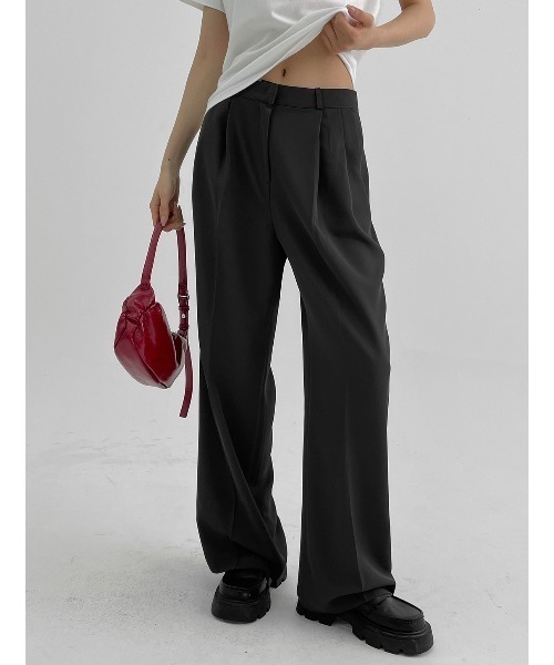 60s モヘア　ブラック　黒　スラックス　極美品 MADE] ドミニクワイドロングスラックス（スラックス）｜BLACKUP