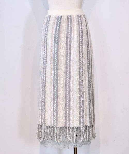 スカート rurumu: ribbon knitted punch needleskirt rurumu:（ルルムウ）の「rurumu:/ルルムウ/ribbon knitted punch