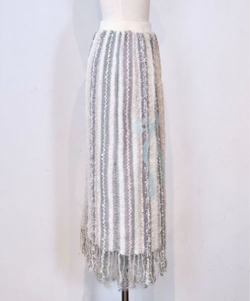 スカート rurumu: ribbon knitted punch needleskirt rurumu:（ルルムウ）の「rurumu:/ルルムウ/ribbon knitted punch
