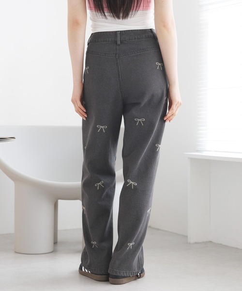 3.3 Field Trip （3.3フィールドトリップ）の「3.3 Field Trip／プリントリボンデニム（デニムパンツ・レディース・ブラック/ブルー・FREE）」の3枚目の写真