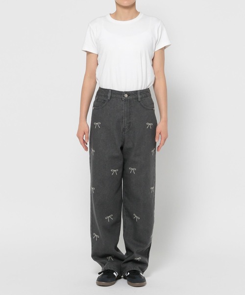 3.3 Field Trip （3.3フィールドトリップ）の「3.3 Field Trip／プリントリボンデニム（デニムパンツ・レディース・ブラック/ブルー・FREE）」の19枚目の写真