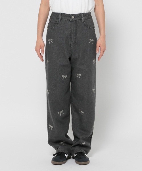 3.3 Field Trip （3.3フィールドトリップ）の「3.3 Field Trip／プリントリボンデニム（デニムパンツ・レディース・ブラック/ブルー・FREE）」の18枚目の写真