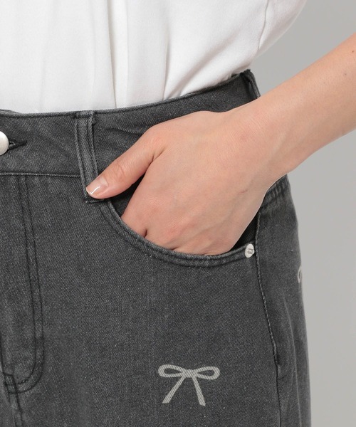 3.3 Field Trip （3.3フィールドトリップ）の「3.3 Field Trip／プリントリボンデニム（デニムパンツ・レディース・ブラック/ブルー・FREE）」の14枚目の写真