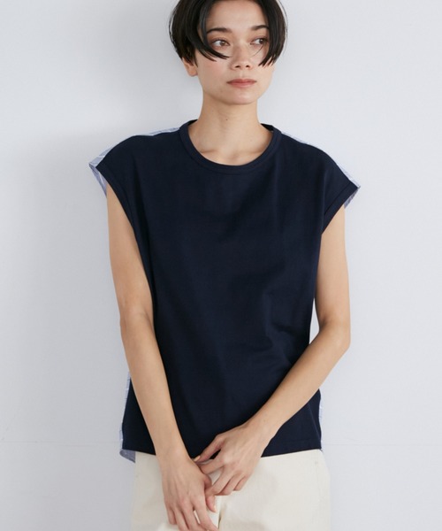 YVON（イヴォン）の「ストライプドッキングプルオーバー（Tシャツ/カットソー・レディース・ネイビー/ダークネイビー/オフホワイト・9号）」の2枚目の写真