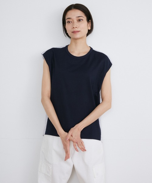 YVON（イヴォン）の「ストライプドッキングプルオーバー（Tシャツ/カットソー・レディース・ネイビー/ダークネイビー/オフホワイト・9号）」の10枚目の写真