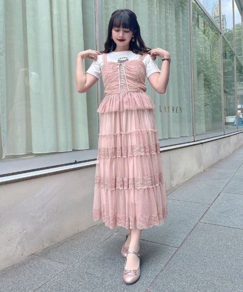 an another angelus（アンアナザーアンジェラス）の「レースアップチュールビスチェ/ananotherangelus（キャミソール・レディース・ライトグレー/ピンク/ブラック・FREE）」の7枚目の写真