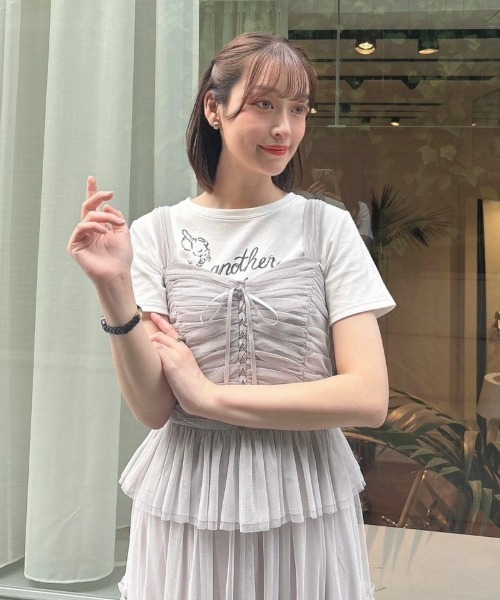 an another angelus（アンアナザーアンジェラス）の「レースアップチュールビスチェ/ananotherangelus（キャミソール・レディース・ライトグレー/ピンク/ブラック・FREE）」の8枚目の写真