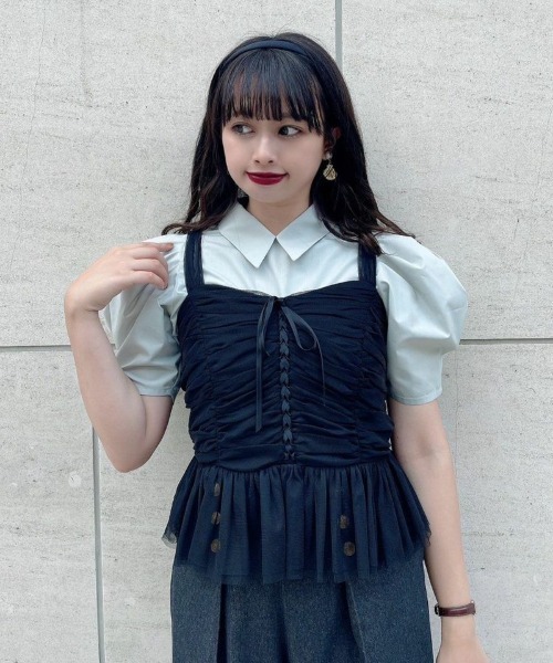 an another angelus（アンアナザーアンジェラス）の「レースアップチュールビスチェ/ananotherangelus（キャミソール・レディース・ライトグレー/ピンク/ブラック・FREE）」の11枚目の写真