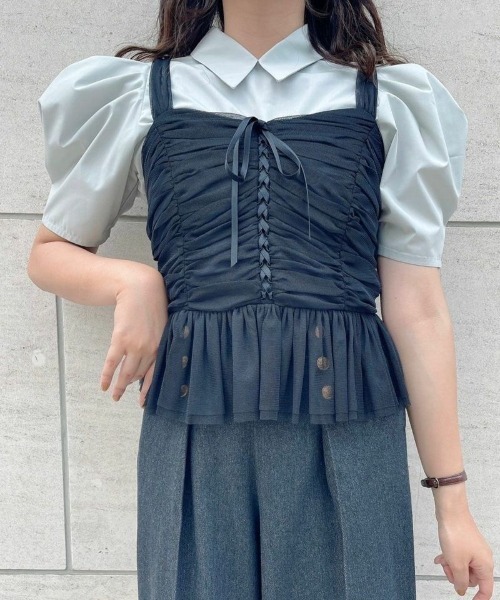 an another angelus（アンアナザーアンジェラス）の「レースアップチュールビスチェ/ananotherangelus（キャミソール・レディース・ライトグレー/ピンク/ブラック・FREE）」の12枚目の写真