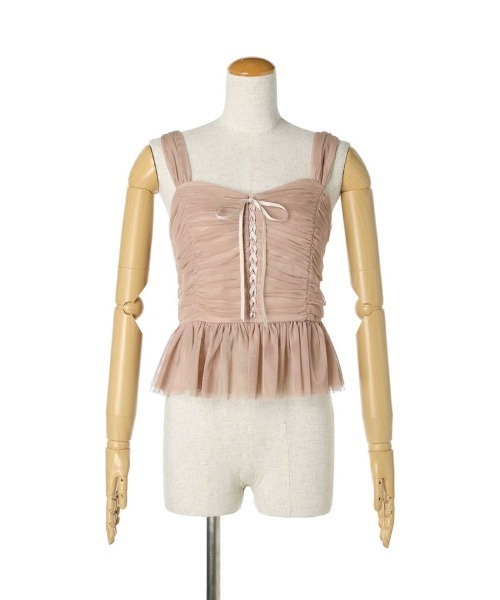 an another angelus（アンアナザーアンジェラス）の「レースアップチュールビスチェ/ananotherangelus（キャミソール・レディース・ライトグレー/ピンク/ブラック・FREE）」の19枚目の写真