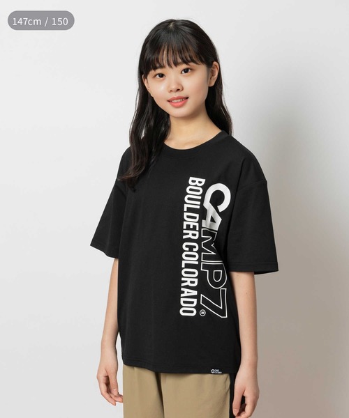 CAMP7（キャンプセブン）の「CAMP7(キャンプ7)【水陸両用】ビッグロゴプリントTシャツ（Tシャツ/カットソー・キッズ・ブラック/カーキブラウン・120/130/140/150/160）」の2枚目の写真