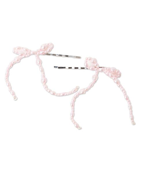 WEGO（ウィゴー）の「WEGO/【2点セット】ビーズリボンピン（ヘアピン・レディース・その他1/シルバー/ライトピンク/オフホワイト・FREE）」の7枚目の写真