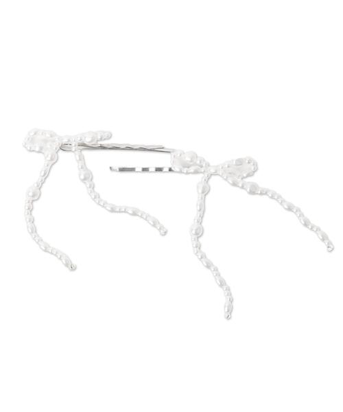 WEGO（ウィゴー）の「WEGO/【2点セット】ビーズリボンピン（ヘアピン・レディース・その他1/シルバー/ライトピンク/オフホワイト・FREE）」の6枚目の写真