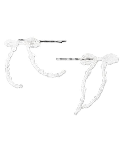 WEGO（ウィゴー）の「WEGO/【2点セット】ビーズリボンピン（ヘアピン・レディース・その他1/シルバー/ライトピンク/オフホワイト・FREE）」の9枚目の写真