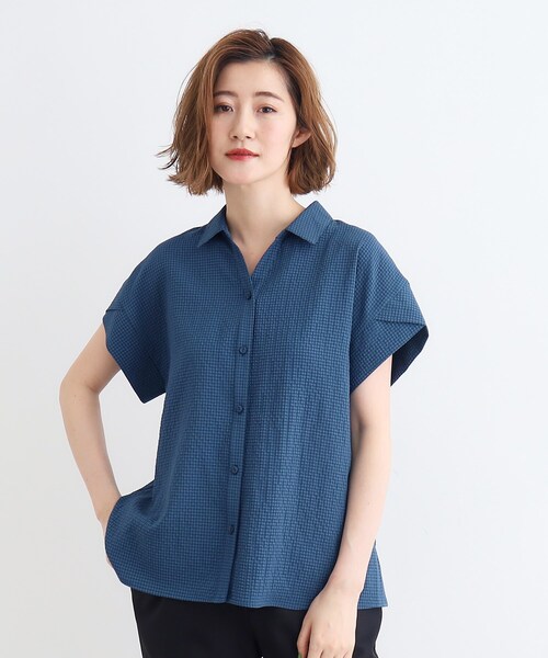 grove（グローブ）の「◆サッカーギンガムスキッパーシャツ（シャツ/ブラウス・レディース・ブラック系1/スミクロ/ブルーグリーン・02/03/05/04/01）」の3枚目の写真