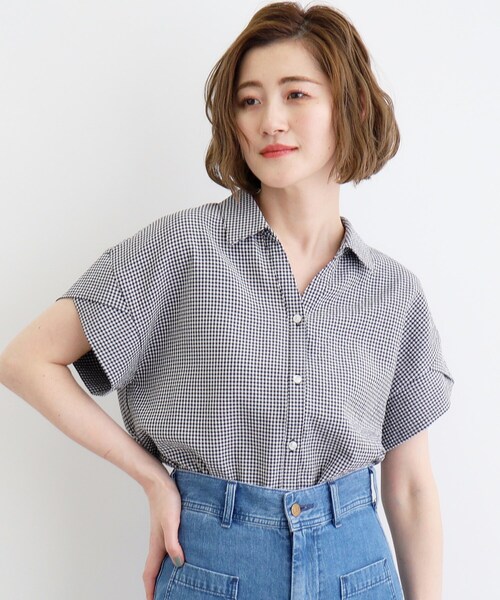 grove（グローブ）の「◆サッカーギンガムスキッパーシャツ（シャツ/ブラウス・レディース・ブラック系1/スミクロ/ブルーグリーン・02/03/05/04/01）」の21枚目の写真