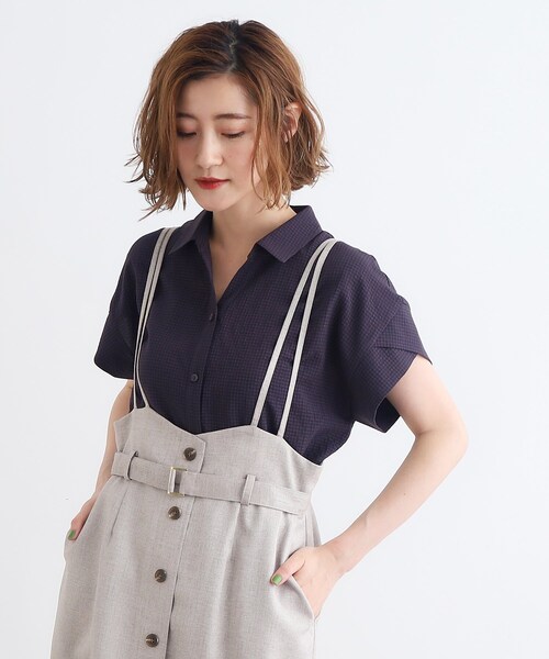 grove（グローブ）の「◆サッカーギンガムスキッパーシャツ（シャツ/ブラウス・レディース・ブラック系1/スミクロ/ブルーグリーン・02/03/05/04/01）」の16枚目の写真