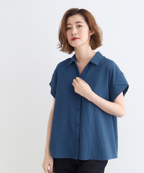 grove（グローブ）の「◆サッカーギンガムスキッパーシャツ（シャツ/ブラウス・レディース・ブラック系1/スミクロ/ブルーグリーン・02/03/05/04/01）」の13枚目の写真