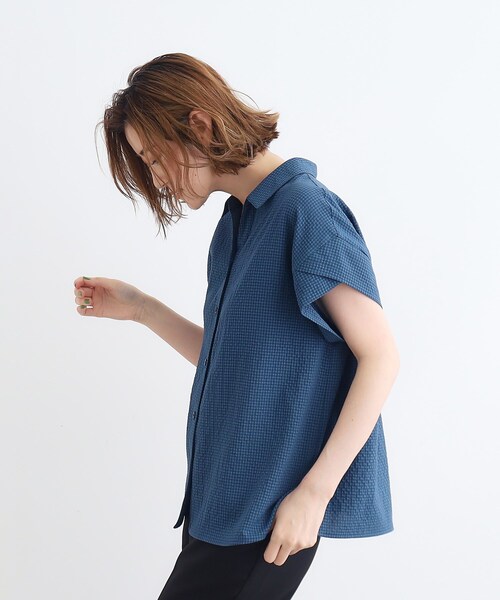 grove（グローブ）の「◆サッカーギンガムスキッパーシャツ（シャツ/ブラウス・レディース・ブラック系1/スミクロ/ブルーグリーン・02/03/05/04/01）」の12枚目の写真