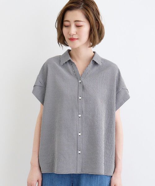 grove（グローブ）の「◆サッカーギンガムスキッパーシャツ（シャツ/ブラウス・レディース・ブラック系1/スミクロ/ブルーグリーン・02/03/05/04/01）」の9枚目の写真