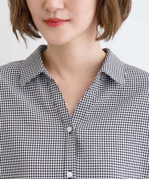 grove（グローブ）の「◆サッカーギンガムスキッパーシャツ（シャツ/ブラウス・レディース・ブラック系1/スミクロ/ブルーグリーン・02/03/05/04/01）」の6枚目の写真