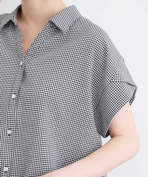 grove（グローブ）の「◆サッカーギンガムスキッパーシャツ（シャツ/ブラウス・レディース・ブラック系1/スミクロ/ブルーグリーン・02/03/05/04/01）」の5枚目の写真