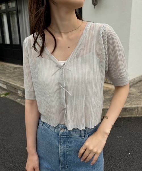 NICE CLAUP swimwearフロントリボン+シアーカーディガン one after another NICE CLAUP（ワンアフターアナザーナイ