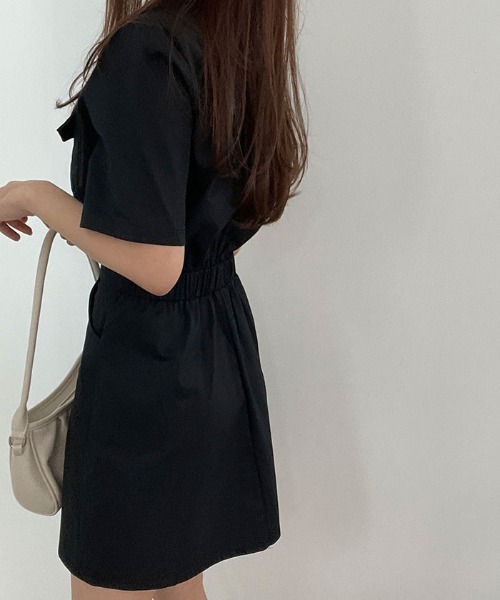 美品　petite robe noire デザインワンピース　シャツ 洗える/体型カバー】デニム シャツワンピース（ミドルワンピース