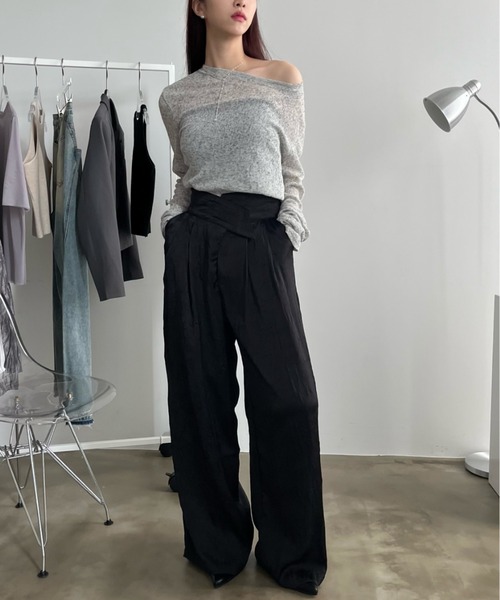 bita.（ビタ）の「アシンメトリーワッシャーワイドパンツ（スラックス・レディース・ベージュ/ブラック・SMALL/MEDIUM/LARGE）」の8枚目の写真