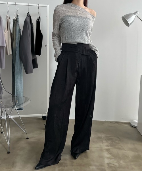 bita.（ビタ）の「アシンメトリーワッシャーワイドパンツ（スラックス・レディース・ベージュ/ブラック・SMALL/MEDIUM/LARGE）」の9枚目の写真