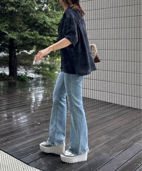 mi via loca(ミヴィアロカ)の「タイダイ柄 半袖 開衿シャツ(シャツ/ブラウス・レディース・ブラック系/ライム・FREE)」の21枚目の写真